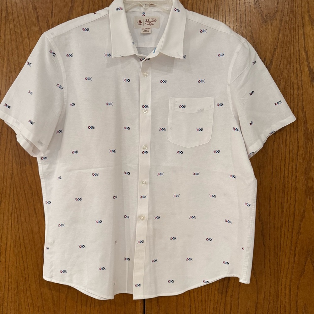 Penguin Heritage Slim Fit Men's XXL Short Sleeve Dress Shirt Geometric Print